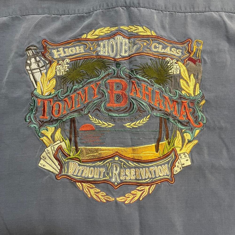 Tommy Bahama Blue Casual Button Down Shirt with Embroidered Back